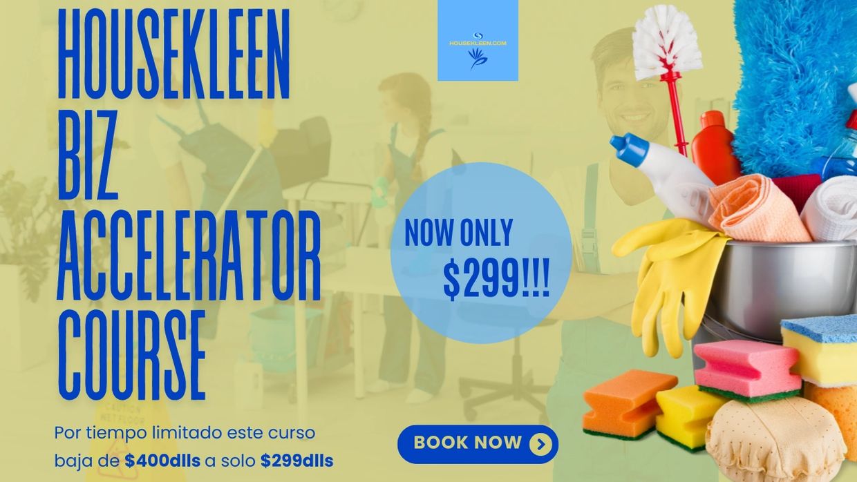 Promotional ad for HouseKleen Biz Accelerator course at $299.