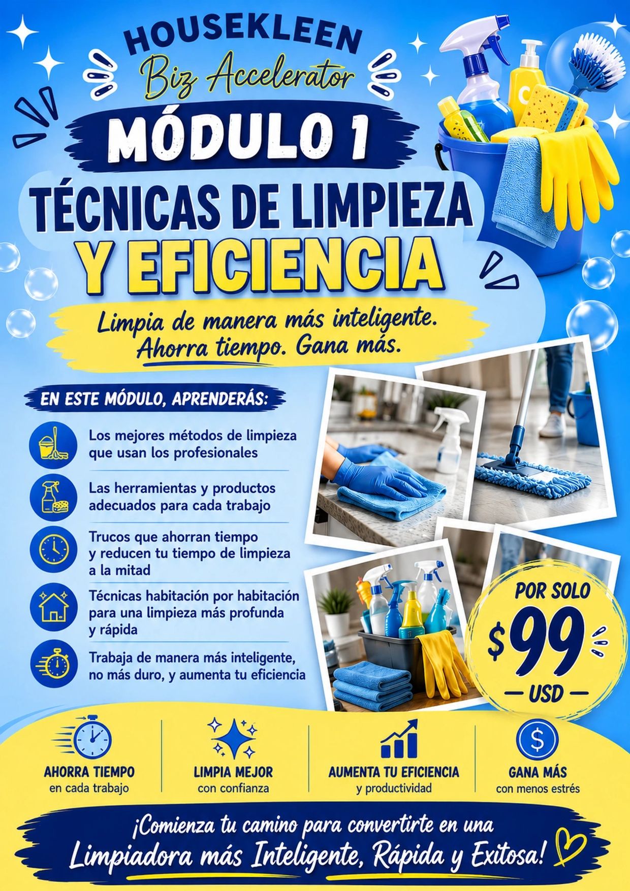 Curso de técnicas de limpieza y eficiencia.