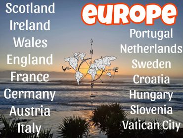 europe countries travelled and sunset