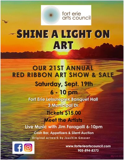 Poster for Fort Erie Arts Council Red Ribbon Art Show on Sept 19.
