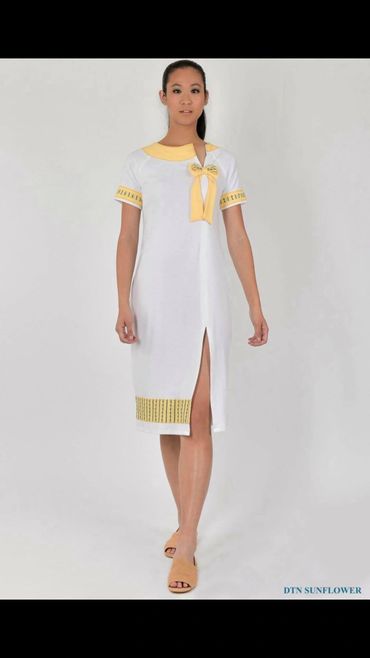 Dawn Sunflower Dress Design. Made in the U.S.A. Jersey Cotton Knit Dress.