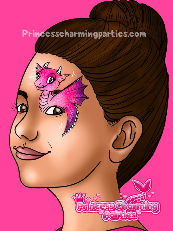 Cute dragon face paint design for girls non-scary ideas for face painters