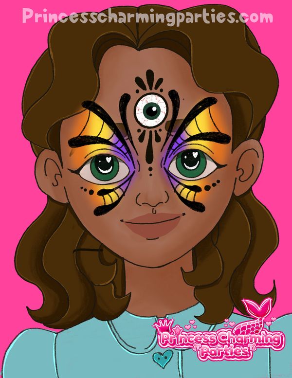 Creepy I Butterfly Halloween face paint idea by Princess Charming Parties