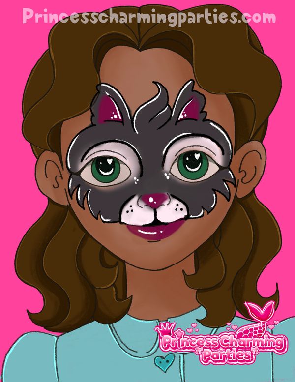 Black cat face paint design ideas for Halloween party