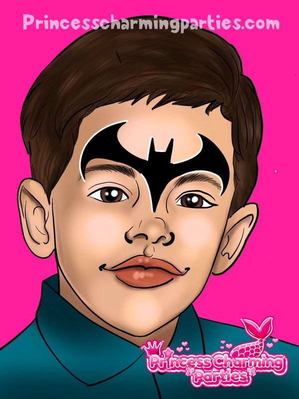 Quick Batman Face Paint design by Princess Charming Parties