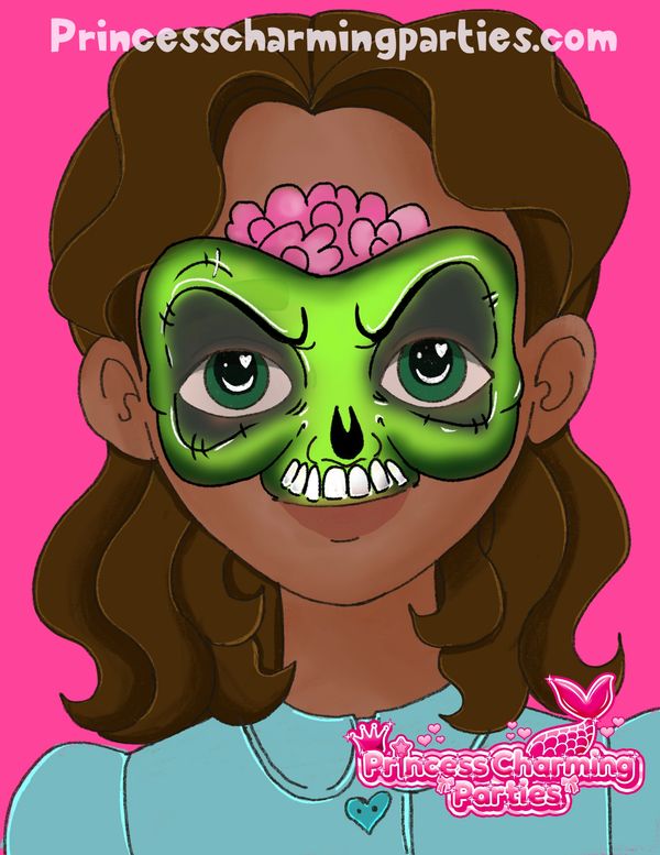 Zombie face paint design for girls
