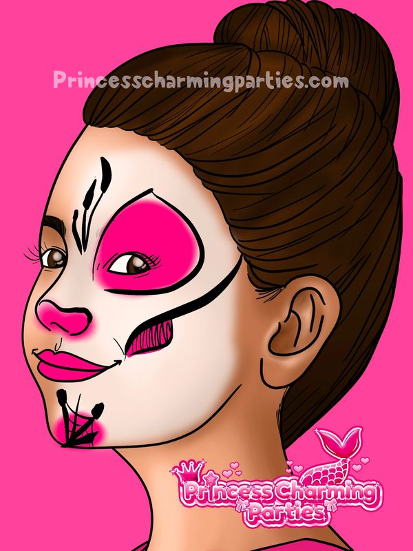 Easy La Catrina Dia de los Muertos Face Paint for kids half face