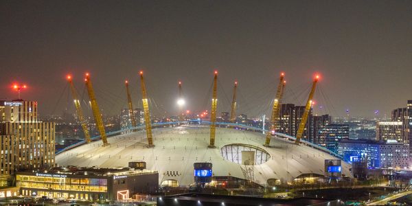 The O2 arena on the River Thames. An example of where we can fly. 