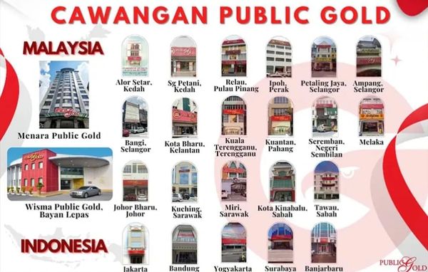 Public Gold branches across Malaysia and Indonesia with photos and locations.
