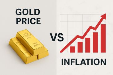 Gold bars vs inflation graph indicating financial comparison.