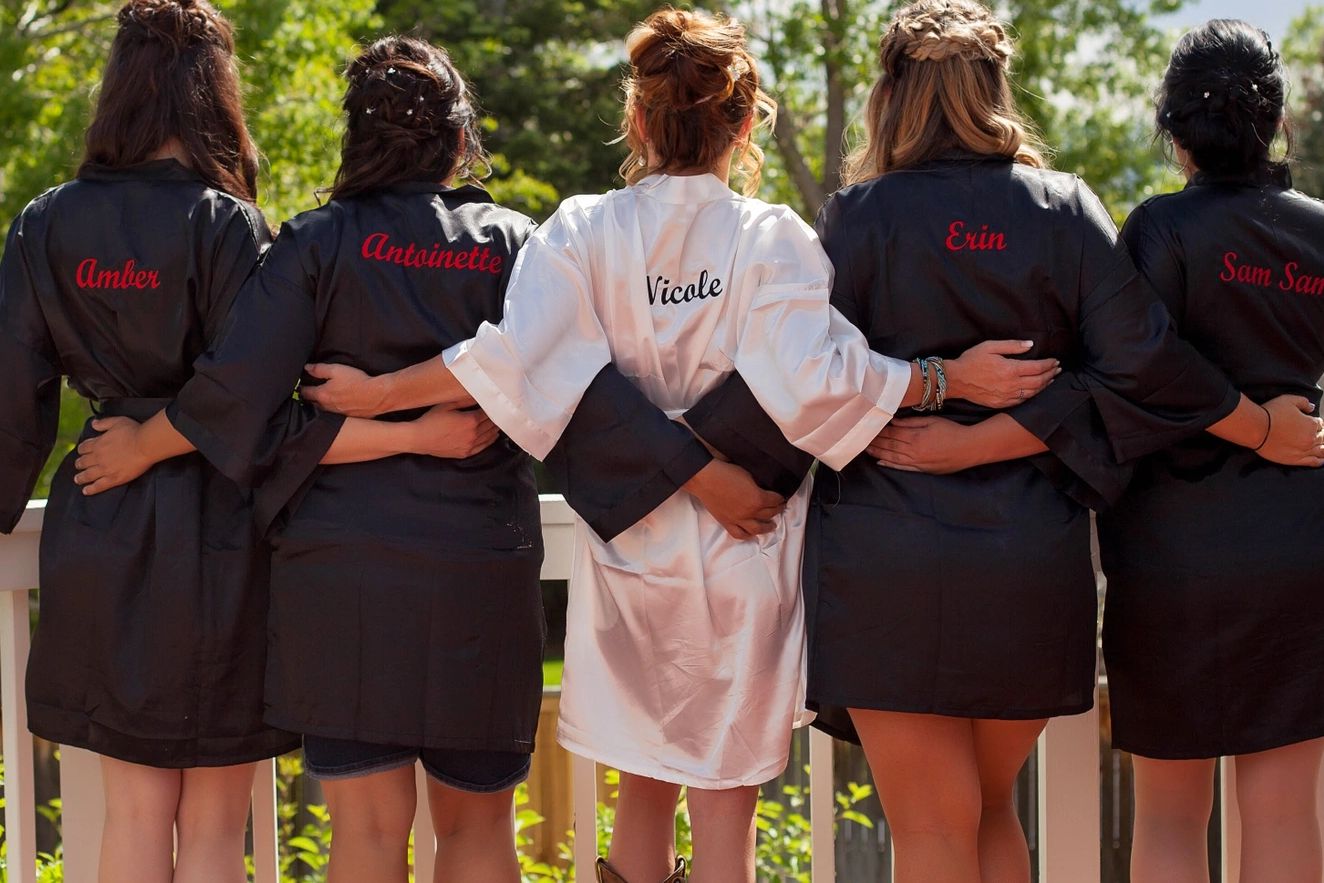 Wedding Embroidery, Bridal Party gifts. Satin Robe Embroidery