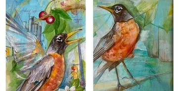 Robins - Michigan's Lower and Upper Peninsula
Mixed Media
11 x 14" ea.
2023