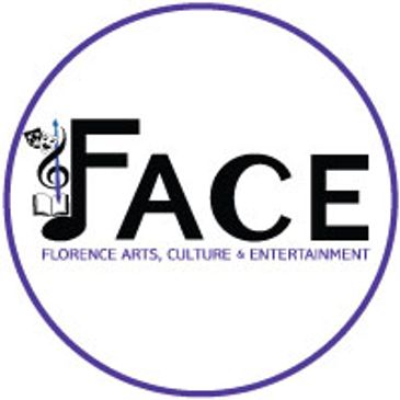 A circle logo that says FACE - Florence Arts Culture and Entertainment.