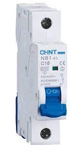 CHINT NB1-63 C16 circuit breaker with blue switch.