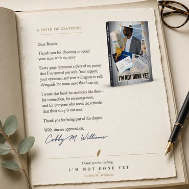 Author Cobby M. Williams thanks readers for supporting I'm Not Done Yet.