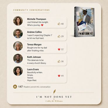 Facebook-inspired community discussion about I'm Not Done Yet.