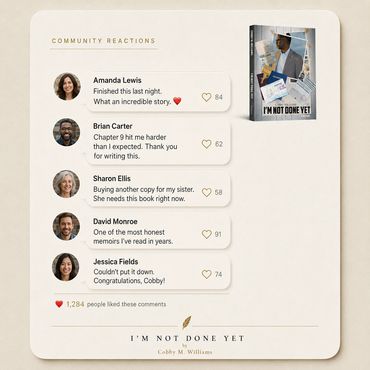 Community reactions celebrating readers' experiences with I'm Not Done Yet.