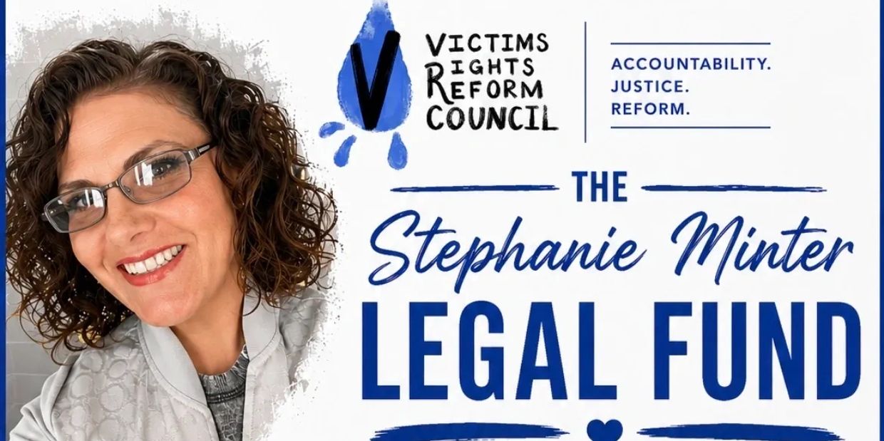 Portrait of a woman promoting the Stephanie Minter Legal Fund by the Victims Rights Reform Council.