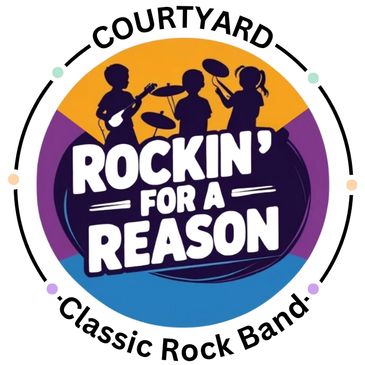 Courtyard Classic Rock Band Rockin' for a Reason. Image of kids playing musical instrument