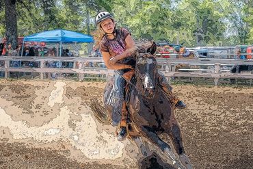 Young lady participating in a Michigan small town weekend horse show.