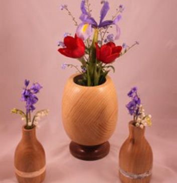 Handmade wooden decorative vases