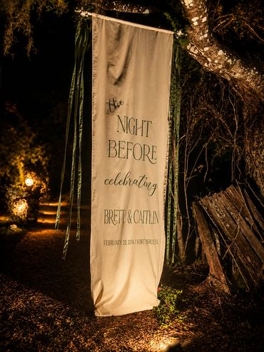 Night before banner at the entrance.