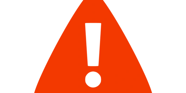 White exclamation point inside a red-orange triangle