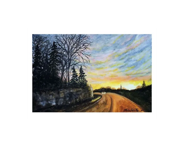 Highway 42 glows as the sun goes down