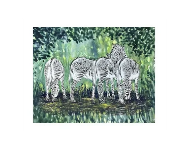 The hind-end of 4 zebras