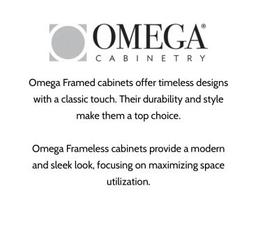 Omega Cabinetry offers classic framed and sleek frameless cabinet designs.