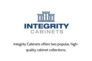 Integrity Cabinets logo with a description of their high-quality cabinet collections.