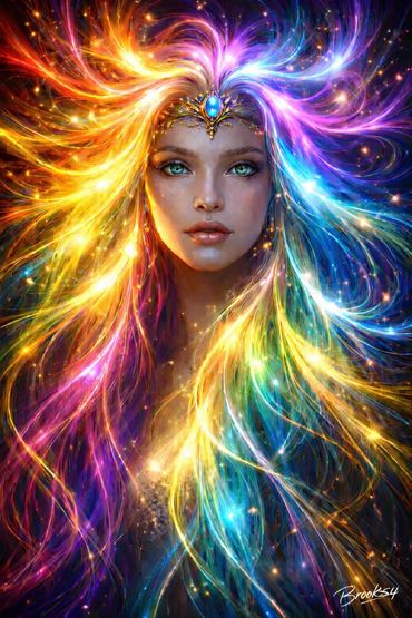 Stylized painting of explosive woman