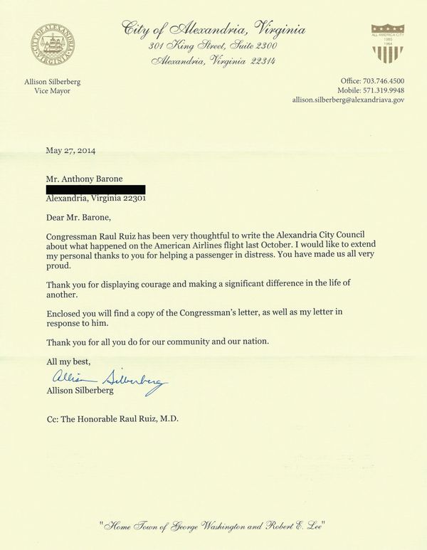Letters from Congressman Raul Ruiz (CA-36) and City of Alexandria, Vice Mayor Allison Silberberg.