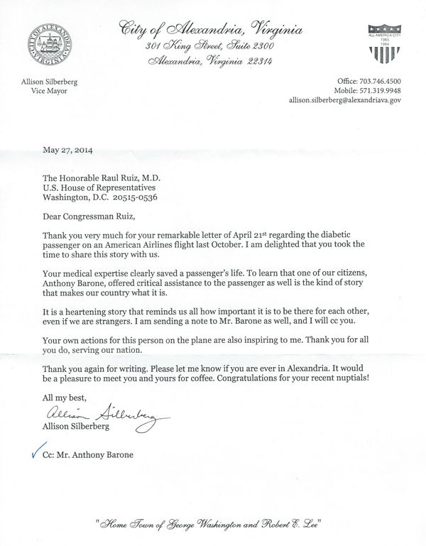 Letters from Congressman Raul Ruiz (CA-36) and City of Alexandria, Vice Mayor Allison Silberberg.