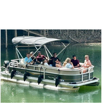 family and friends enjoying guided boat tour on lake lure and lake adger