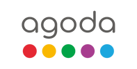 Agoda logo with colorful dots underneath the text.