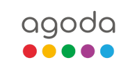 Agoda logo with colorful dots underneath the text.
