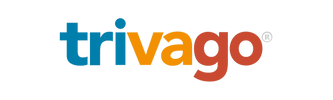Trivago logo with blue, orange, and red colors.