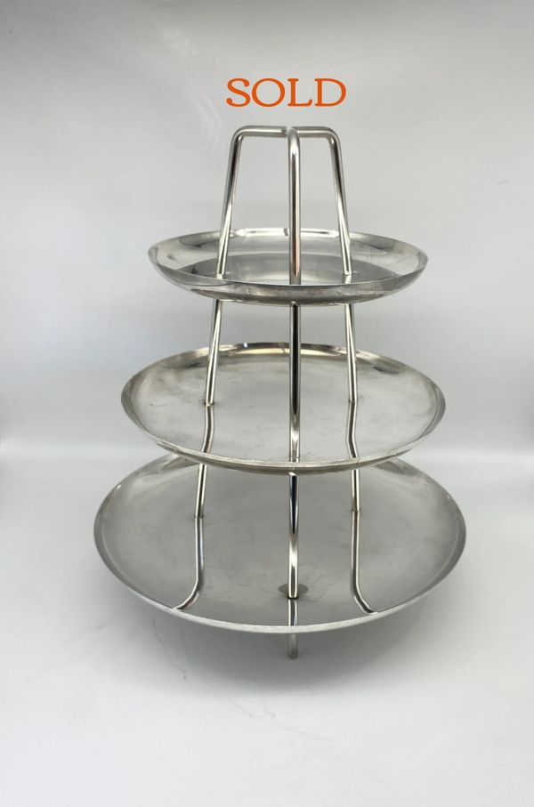 Christofle Gallia 1960s 3 tier “Ischia” silver plate fruit stand