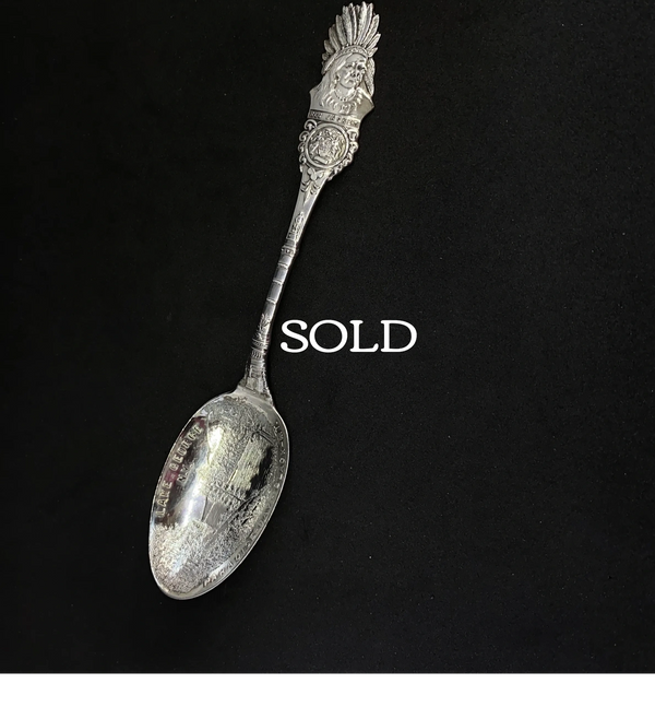 Alvin manufacturing co souvenir silver spoon Upstate New York Red Jacket, Lake George