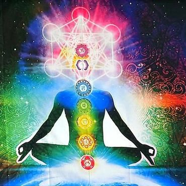 Chakra Energy Points Displayed on a Meditating Figure.