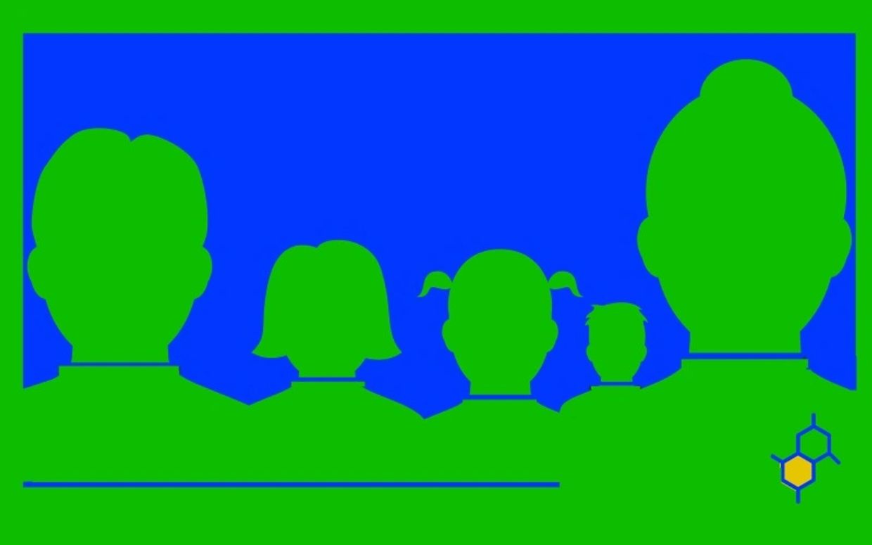 A blue green silhouette of the Honey Makers, those who collaborate and make Wonder Journey and Wondering with Strangers possible to generate exposure for uhlwonder.com.