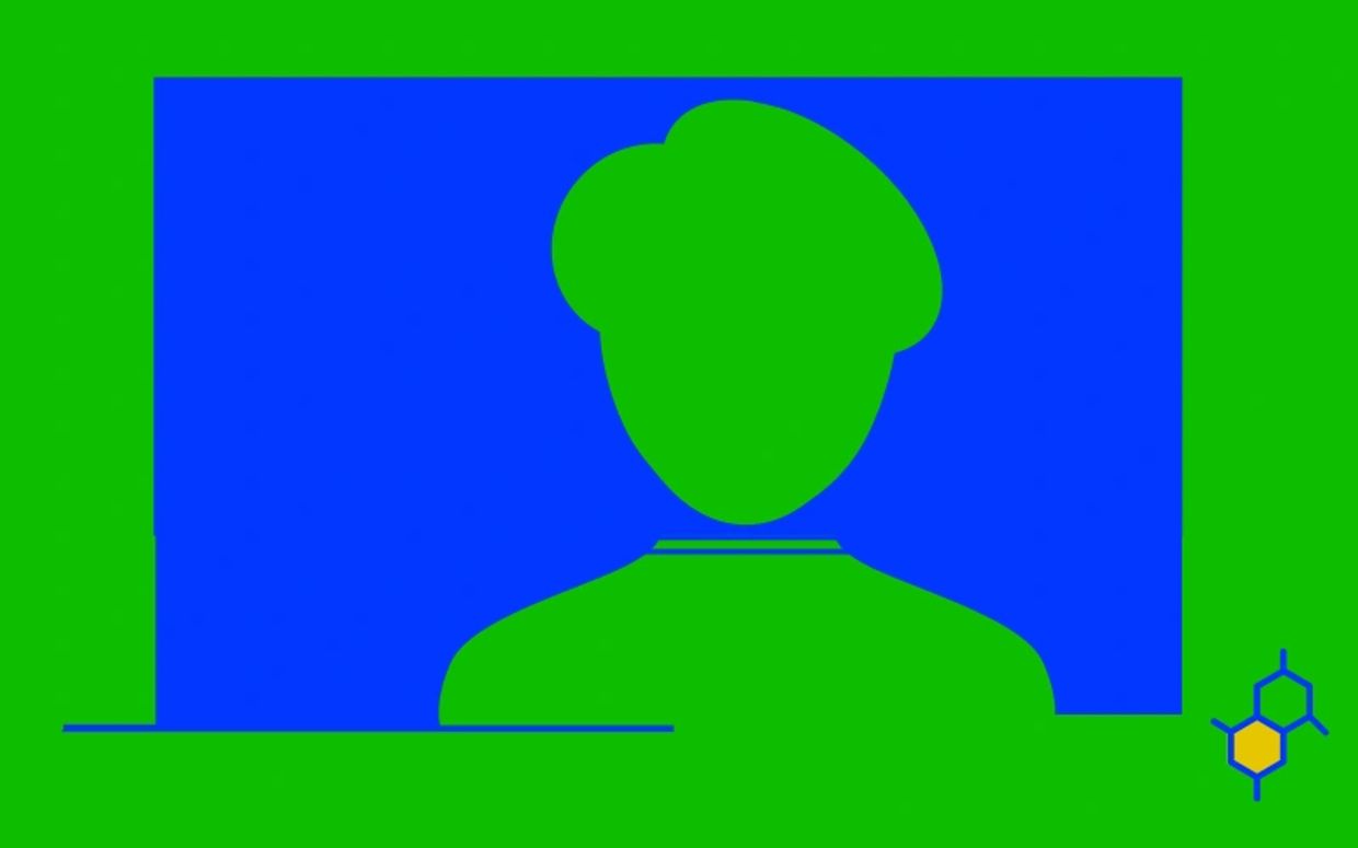 This is a blue green silhouette of the Queen Bee the garden owner whose reputation for adventure is fueled by powerful insights, creative foresight and copious resources.