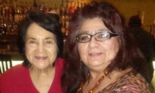 Mina with arts supporter Dolores Huerta.