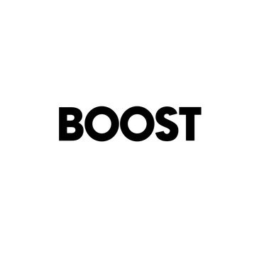Bold black text reading 'BOOST' on a white background.