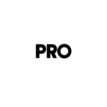 Bold black letters spelling 'PRO' on a white background.