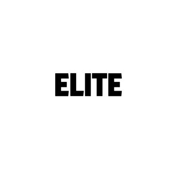 Bold black text "ELITE" on a white background.
