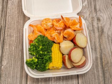 #1 best seller—1/2 lb. of large shrimp with fresh veggies. Who said seafood has to break the bank?