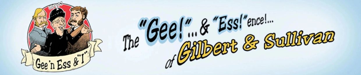 Cartoon banner promoting Gilbert & Sullivan.
