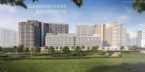 Artist's perspective of the facade of Gardencourt Residences